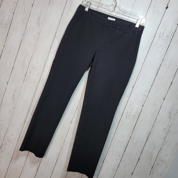 J. Jill Precision Stretch Womens Black Cotton Blend Side Straight Leg Zip Size 6 - Picture 2 of 7